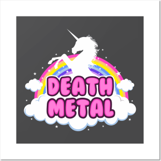 death metal parody funny unicorn rainbow pastel Posters and Art